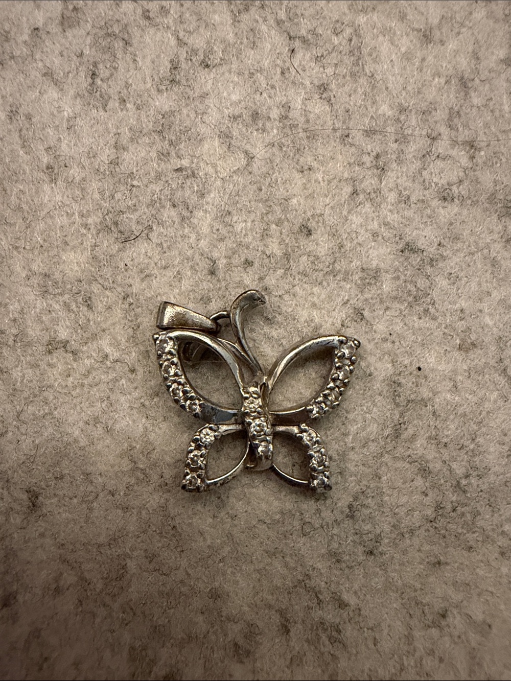 Sterling Silver Butterfly Pendant with Diamonds - Silver